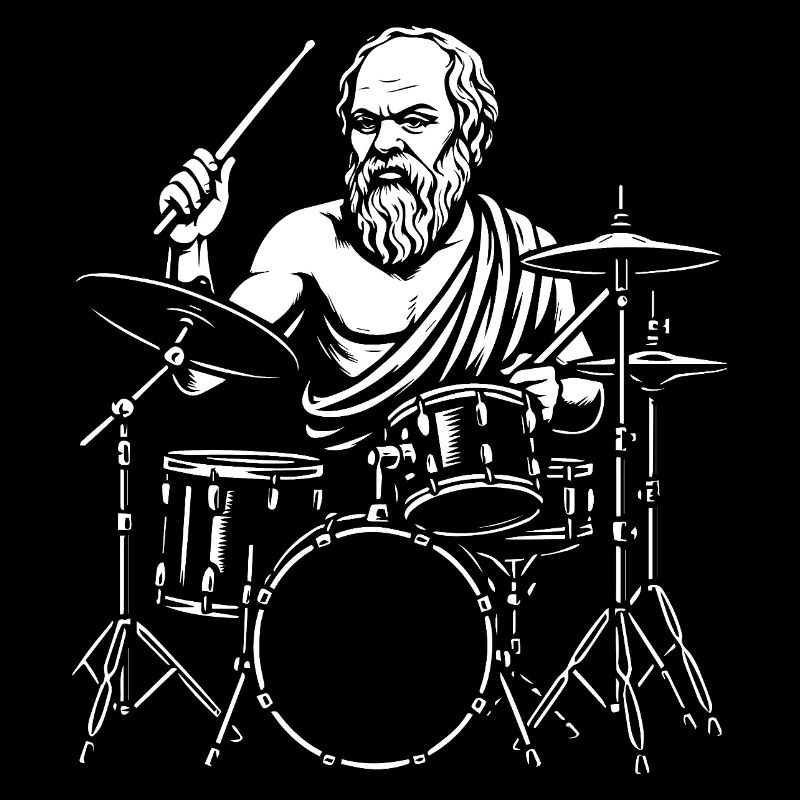Ancient Socrates  Drummer Line Art