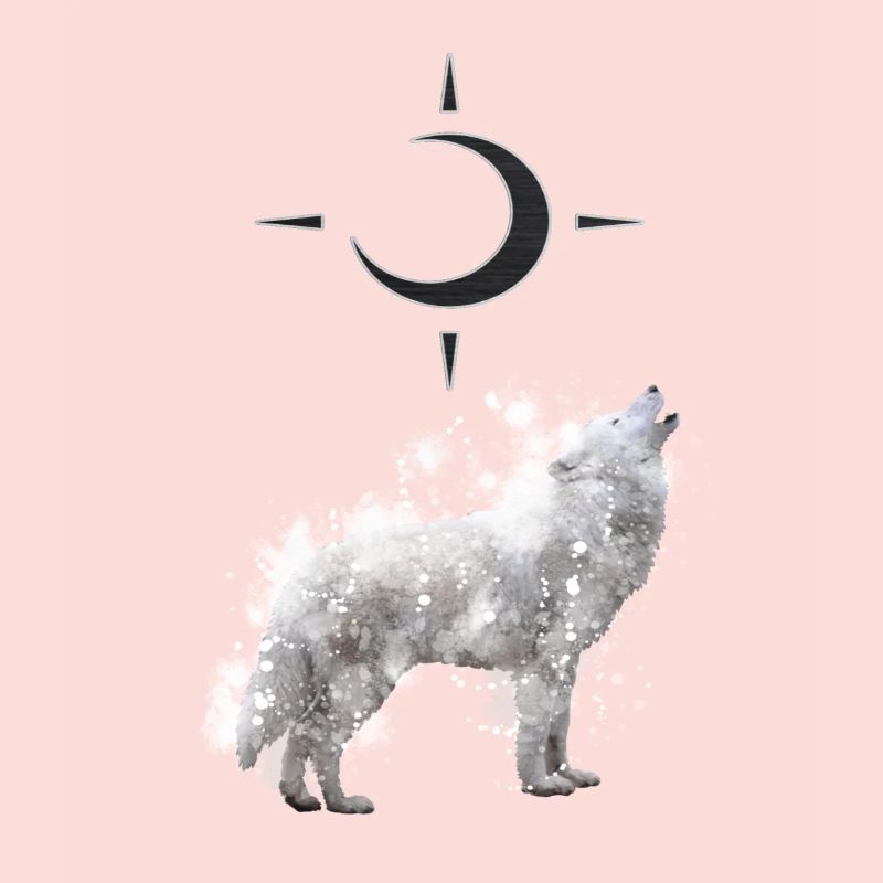 Wolf's Art with Crescent