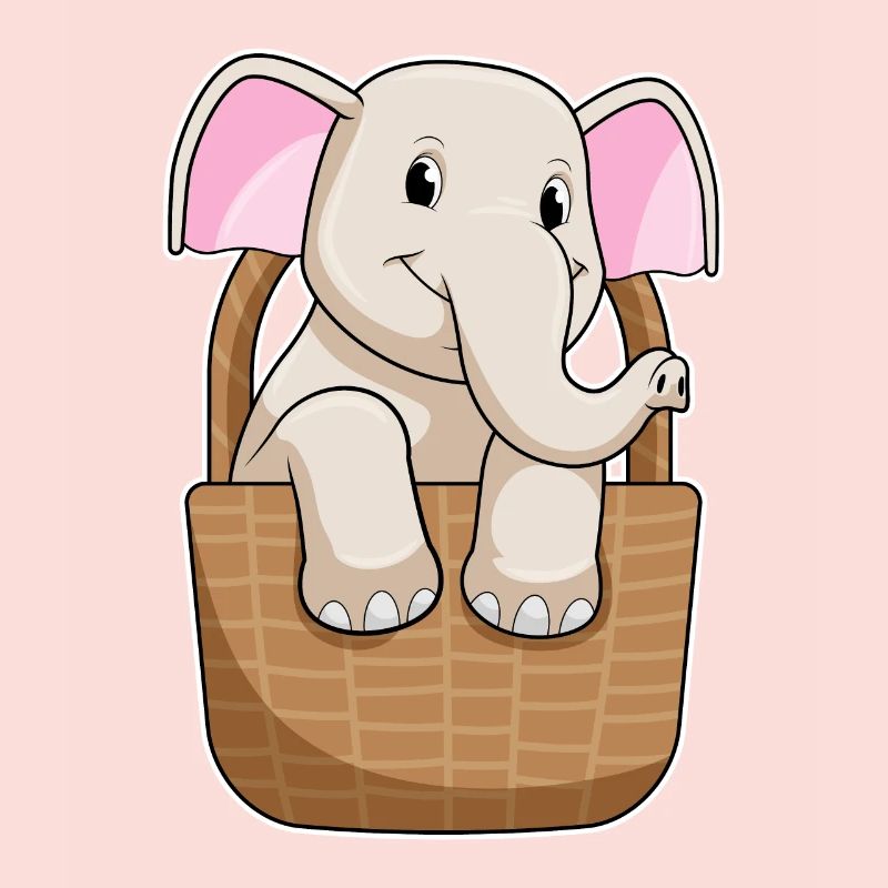 Éléphant avec panier
