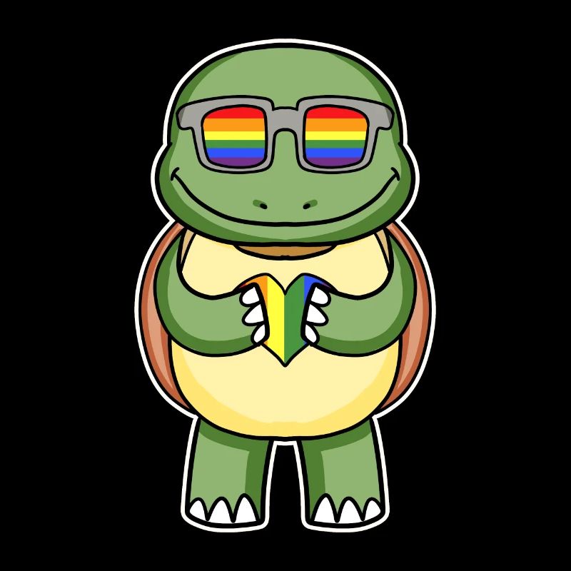 Regenbogen - Schildkröte mit Brille und Herz