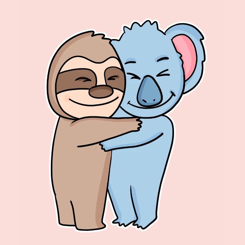 Sloth and koala hugging - hug