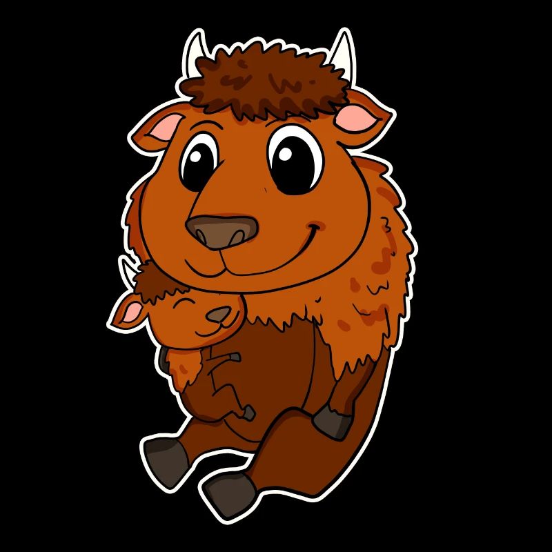 Famille de bisons - Bison avec bébé