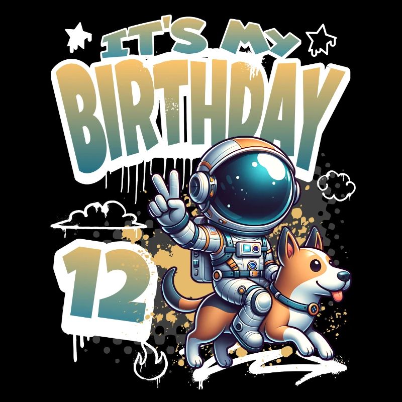 Astronaute 12e anniversaire Chien de l'espace drôle