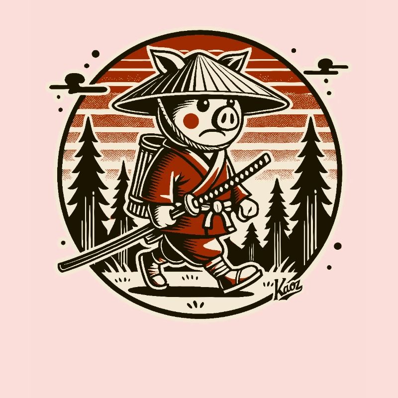 Samurai pig Ronin on the move