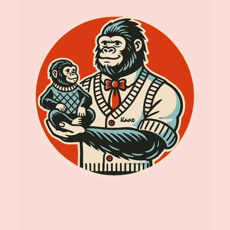 Papa gorille avec bébé