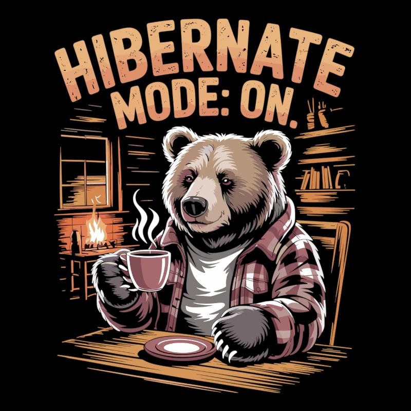 Chilled bear with fireplace and tea