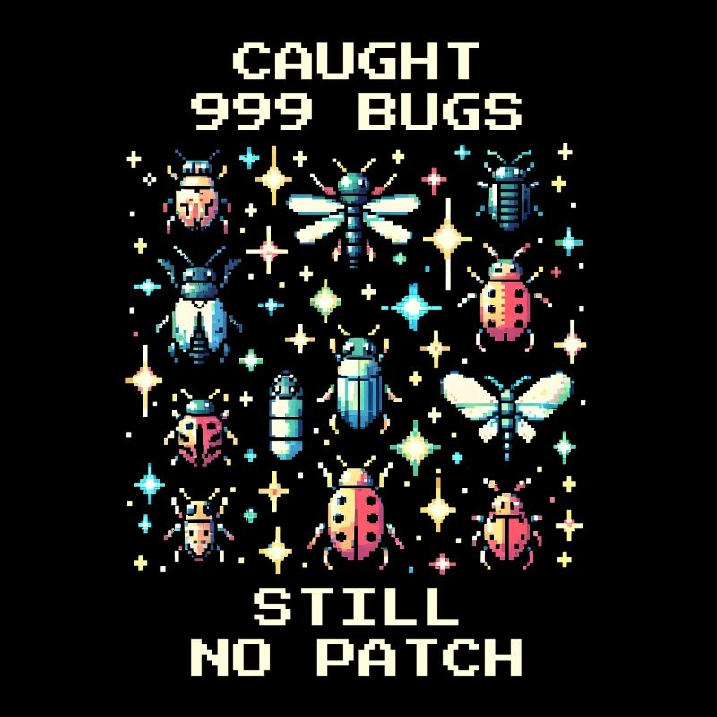 Bug Humor Retro Pixel Art Gaming Nerd Insects