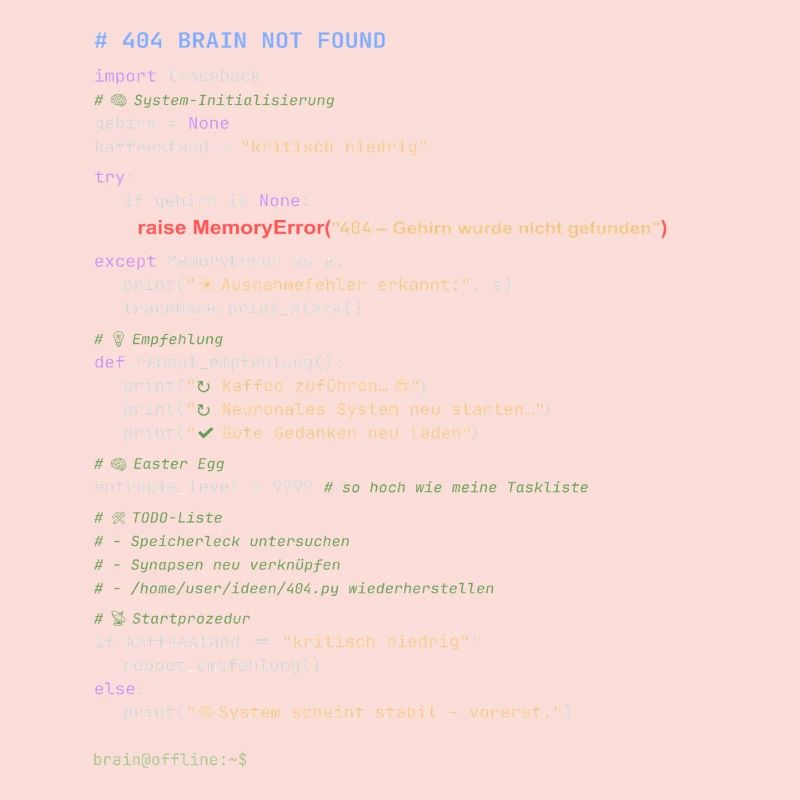 404 Cerveau introuvable Code Python