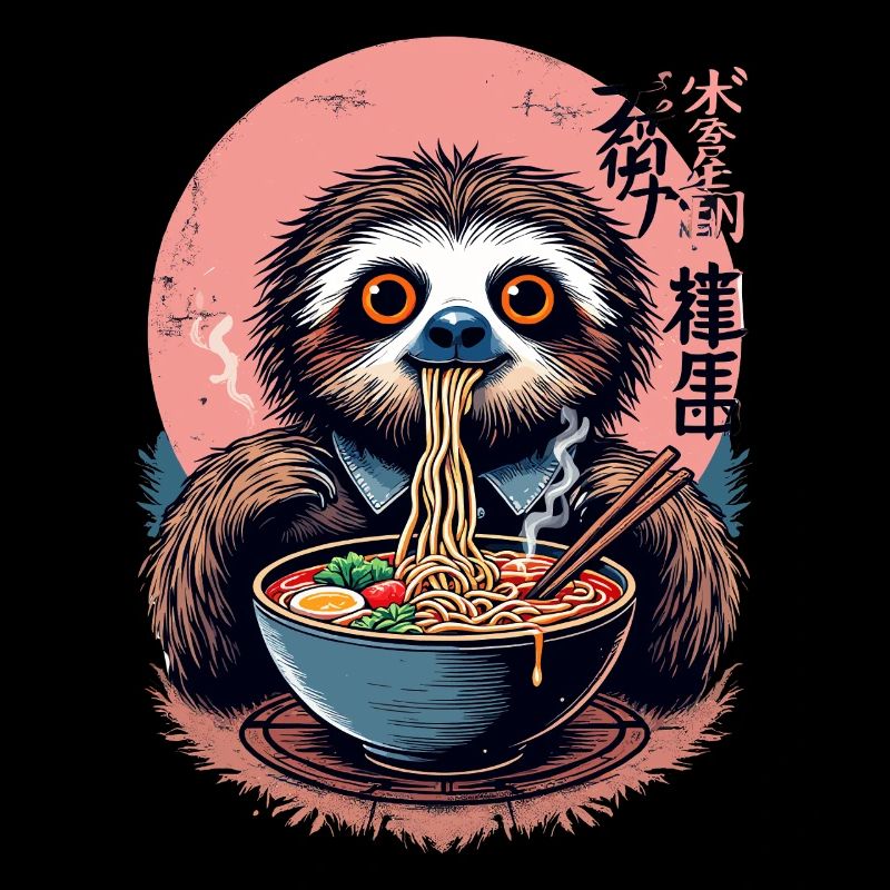 Sloth Eats Ramen Japan Noodle Design