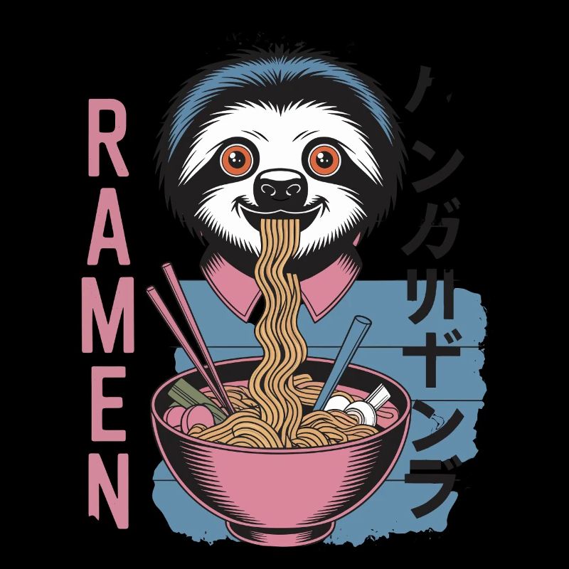 Sloth Eats Ramen Japan Noodle Design