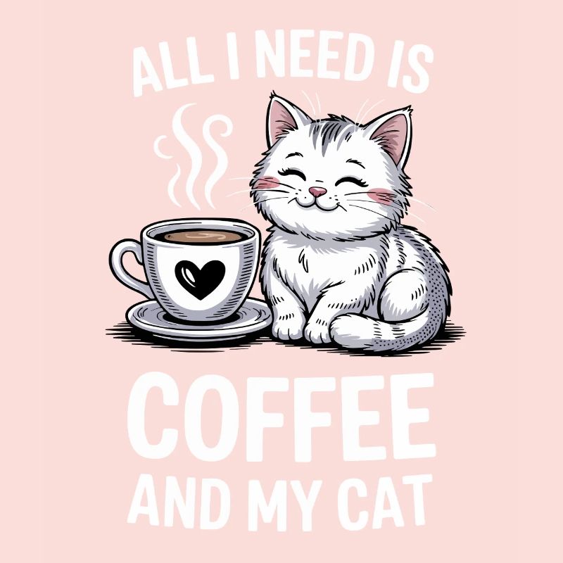 Conception de citation de café et de chat