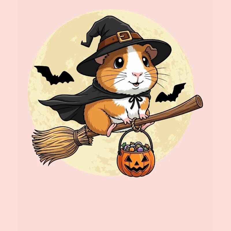 mignon cochon d’Inde sorcière Halloween