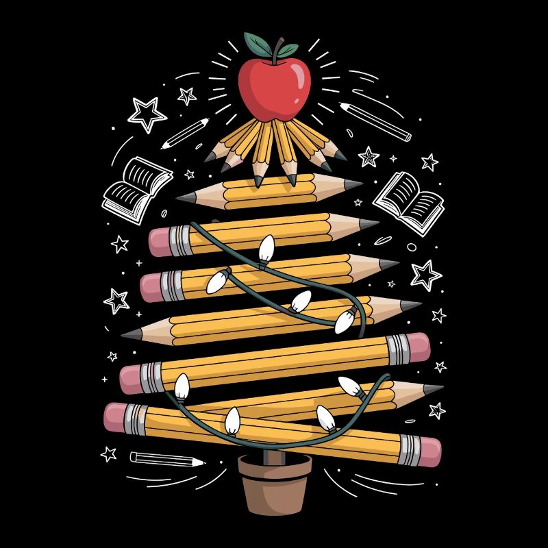 Buntstift Baum mit Lichterkette