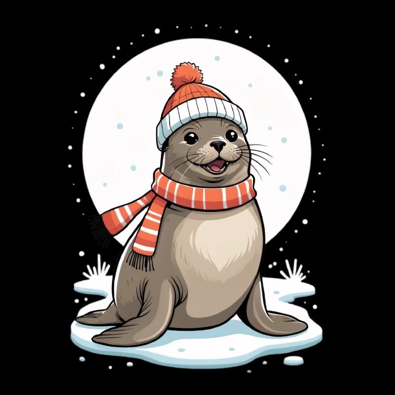 Winterliches Robbe mit Schal