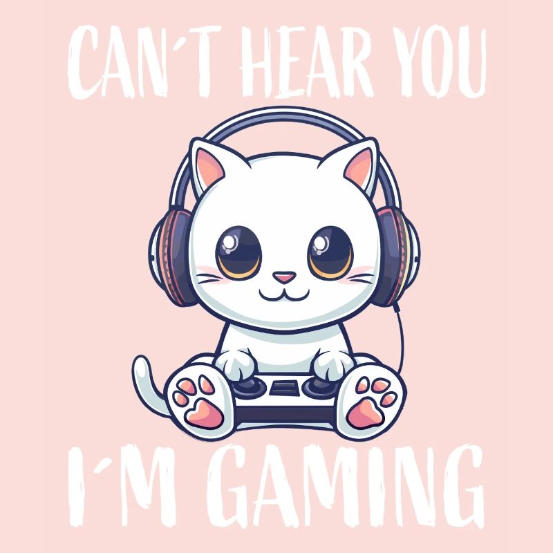 Gaming Katze mit Kopfhörern
