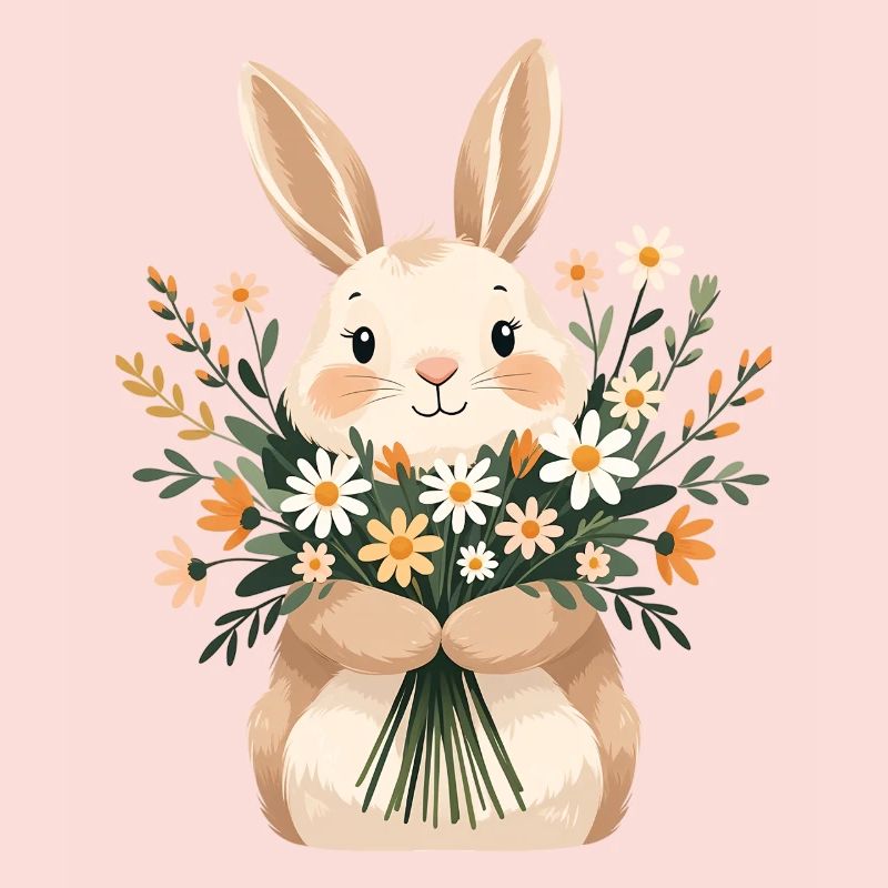 Bunny with spring bouquet
