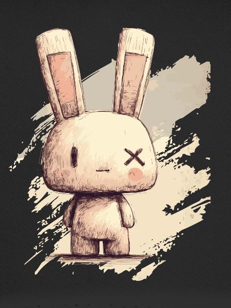 Cute rabbit with X-eyes