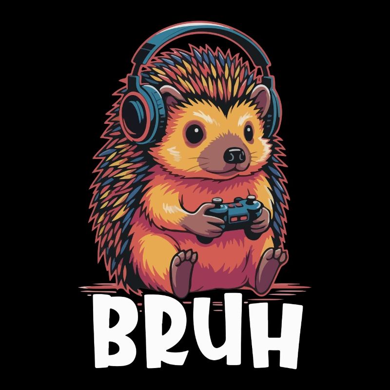 Gamer Igel mit Kopfhörern