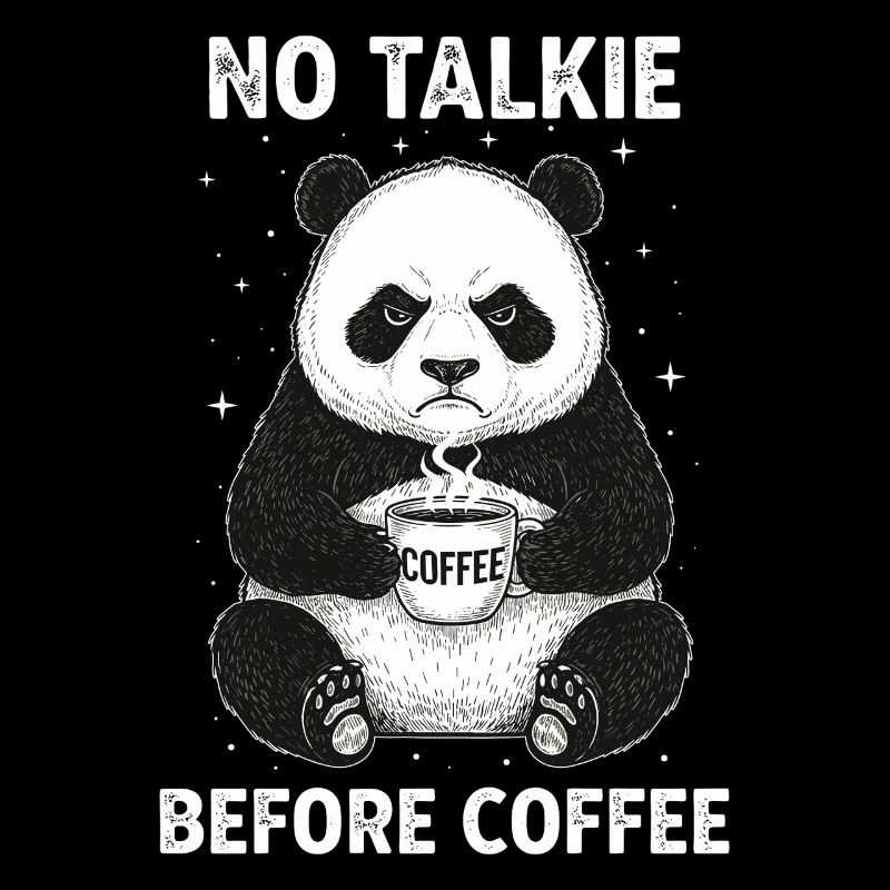 Pas de conversation devant un panda amateur de café