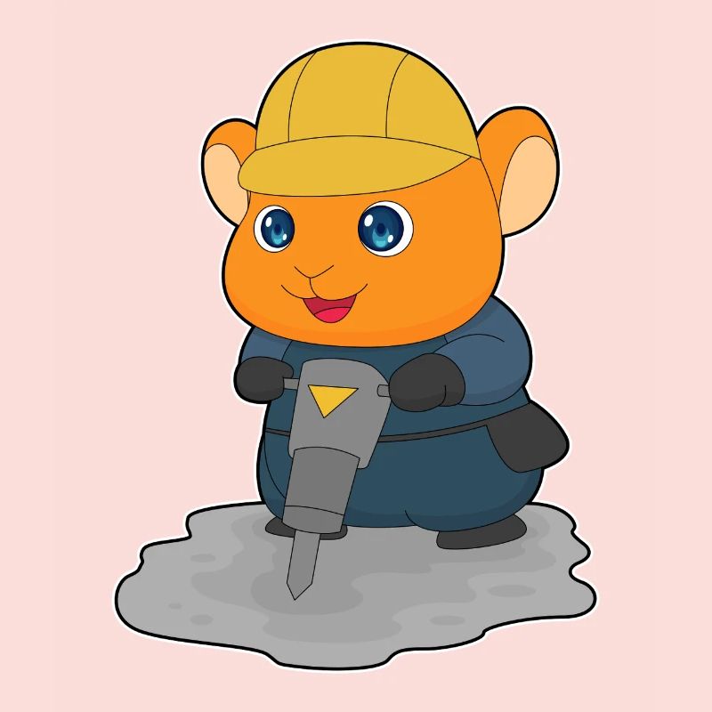 Hamster Bauarbeiter Presslufthammer Baustelle