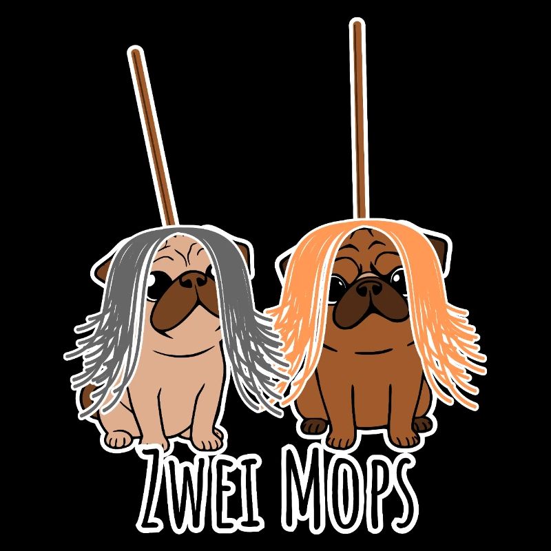 Zwei Mops - Hunde oder Putzgeräte? Hunde Humor?