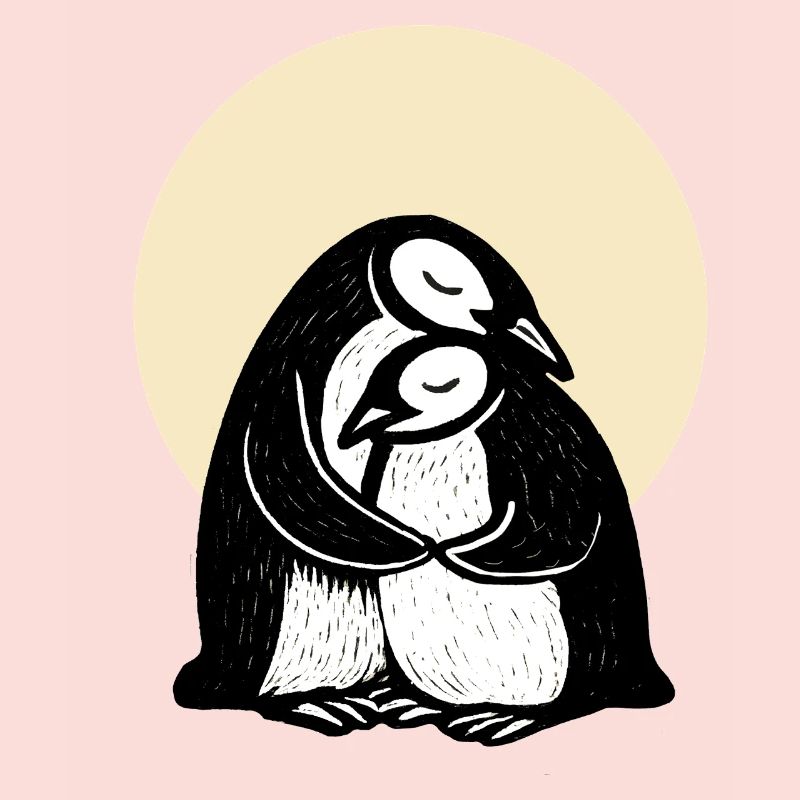 Duo de pingouins câlins