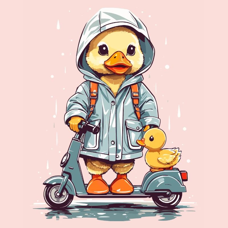 Cute duck with roller