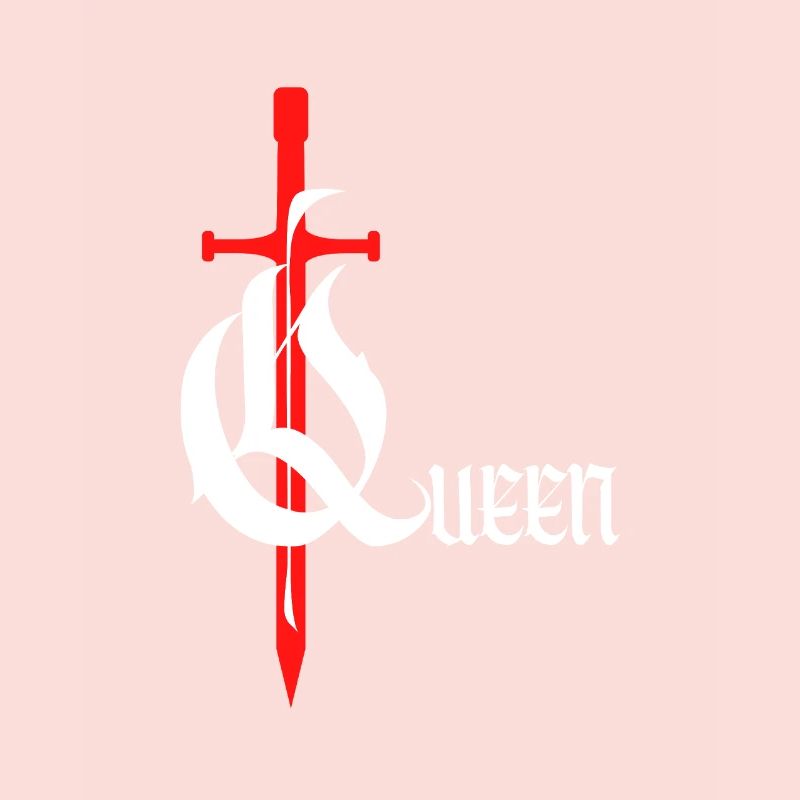 Gothique Queen Design avec épée avec texte blanc