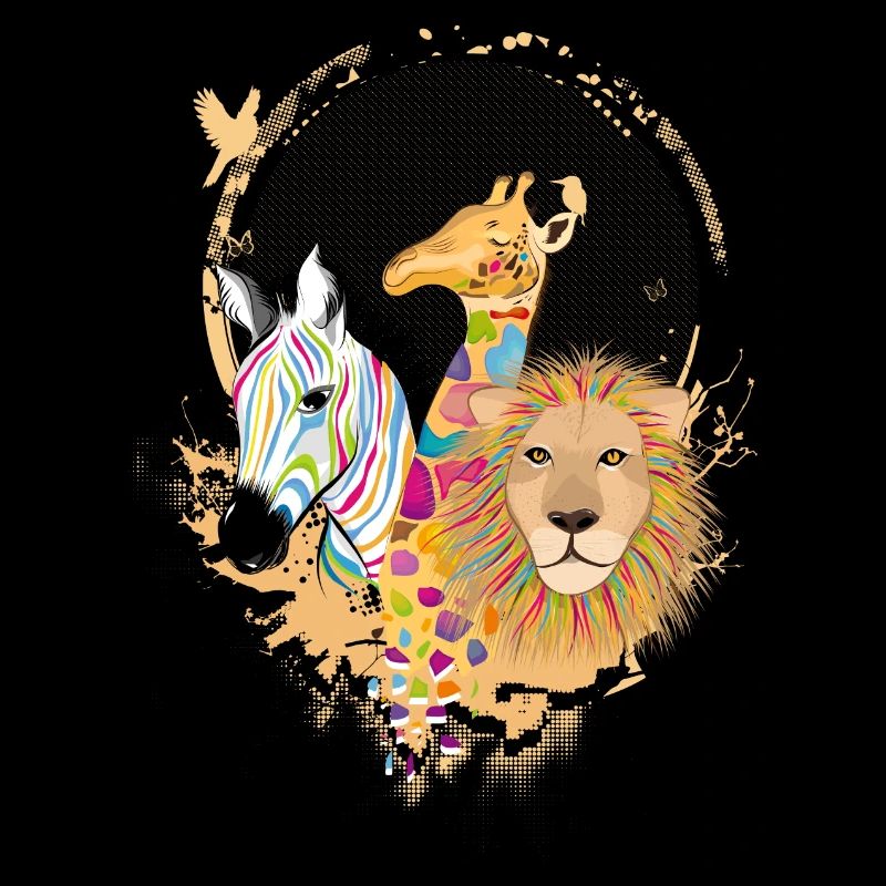 A zebra, a giraffe and a lion