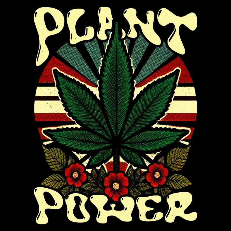 Retro Cannabis Blatt Design Pflanze Power Statement