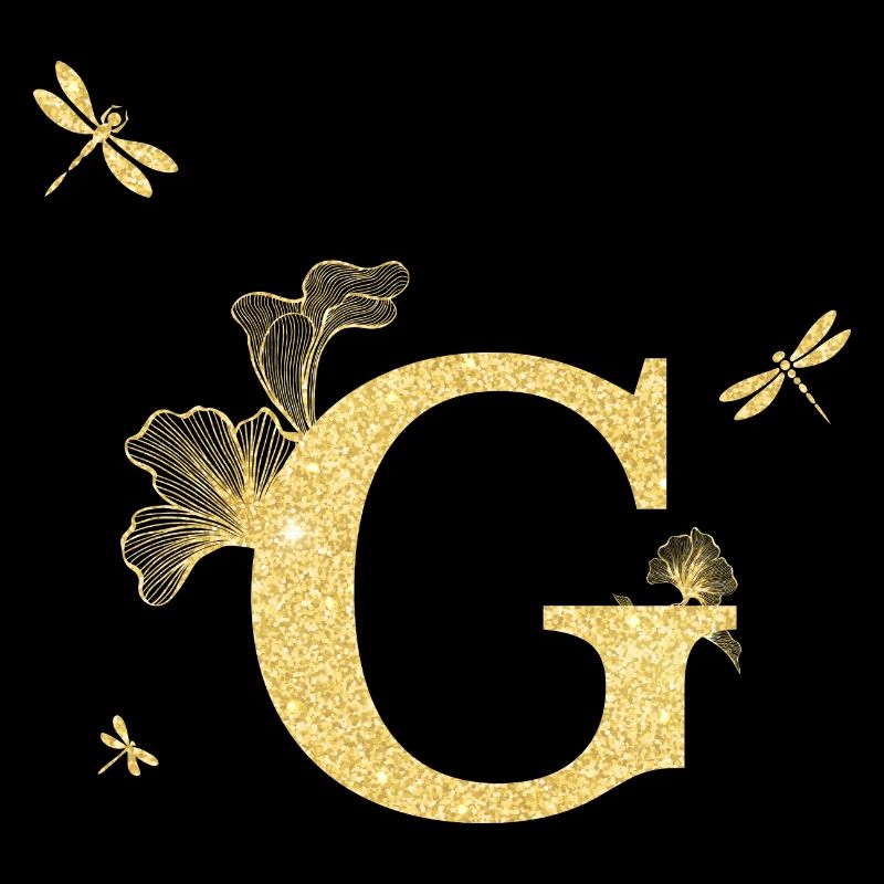 Buchstabe g goldene Glitzerlibelle - Geschenkidee