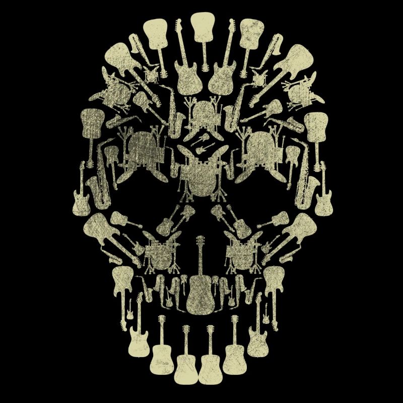 Musical Intruments Skull Silhoette