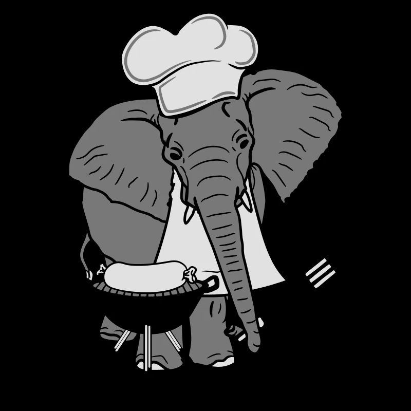 Cook, bbq, grill, bbq, hat, elephant, cute, cute,