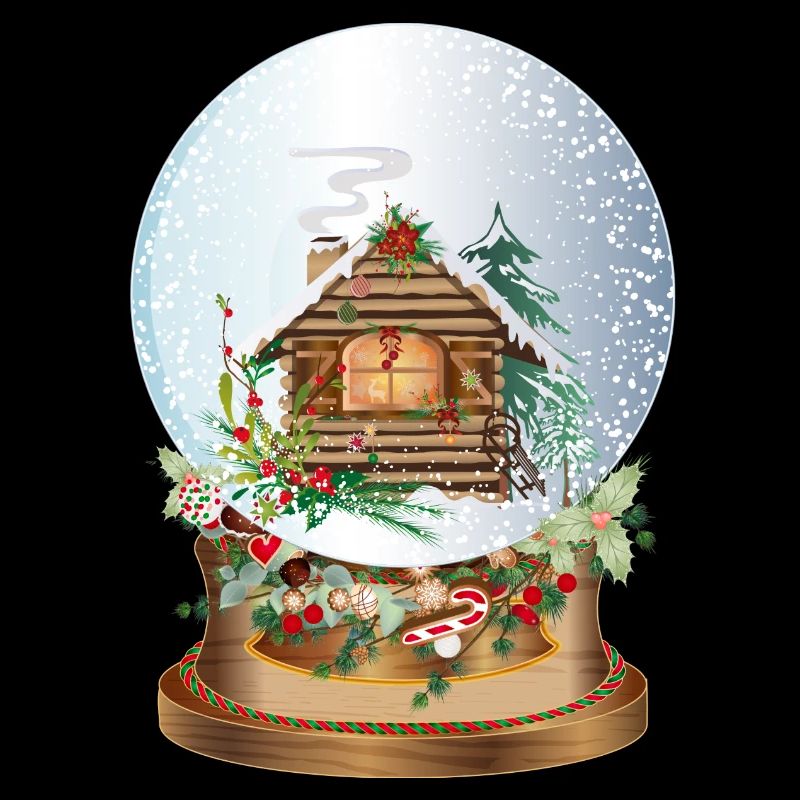 beautiful nostalgic snow globe with log cabin