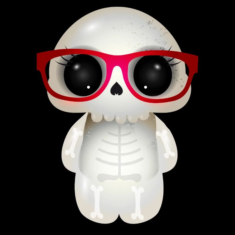 niedlicher Skull mit roter Nerd Brille