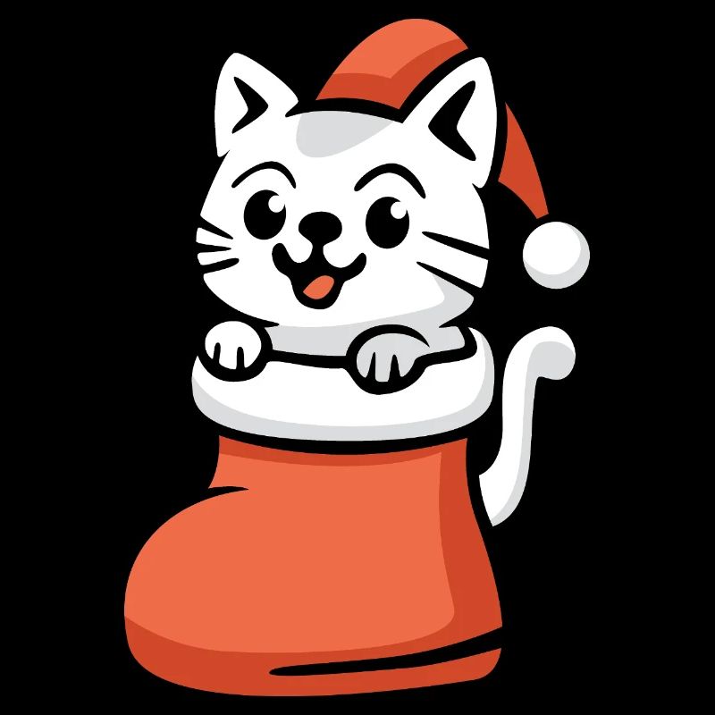 Chat de Noël mignon en bas de Noël dessin animé