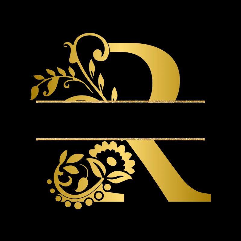 Personalisierter Buchstabe R Gold Blumen - Geschenkidee