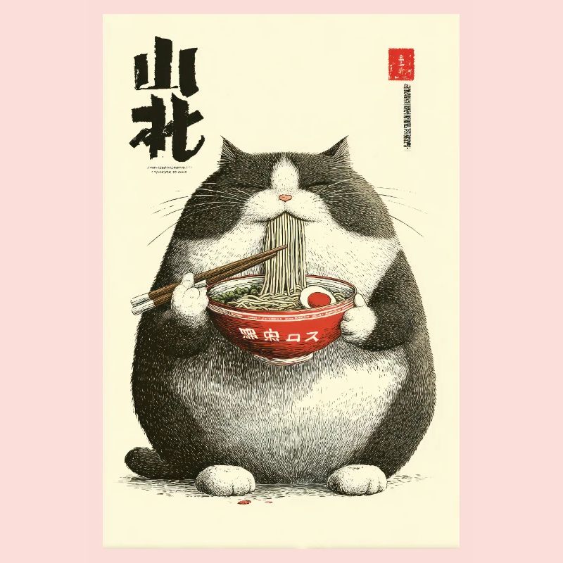 Chonky Cat Ramen Ukiyo-e