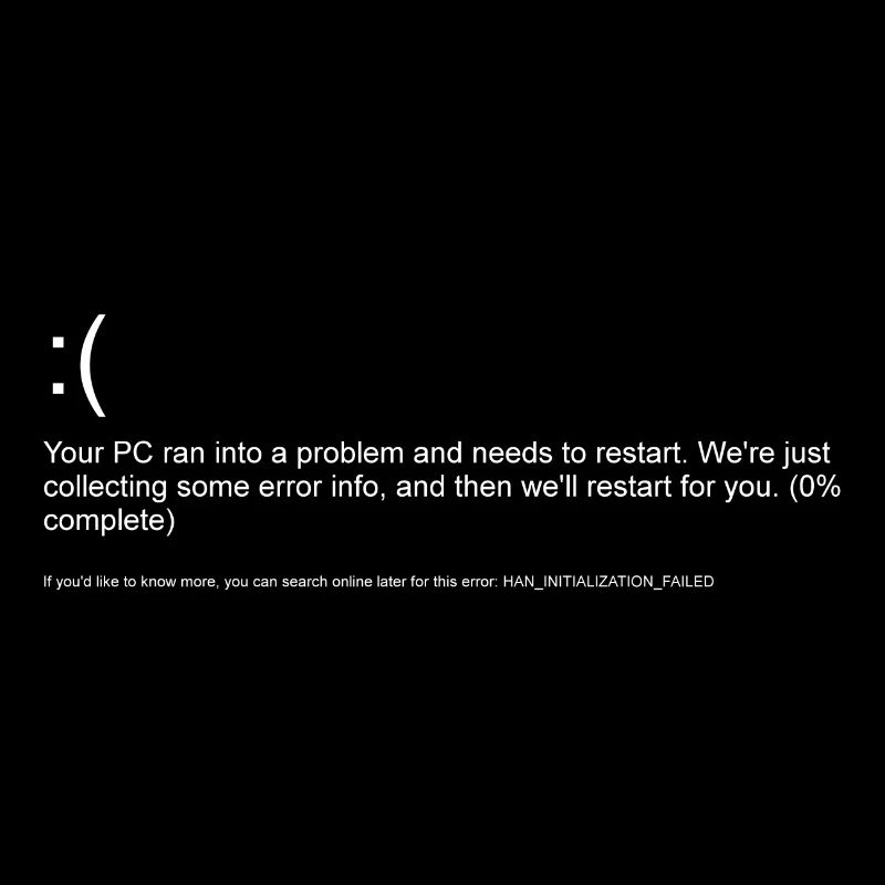Windows 10 error message blue screen white