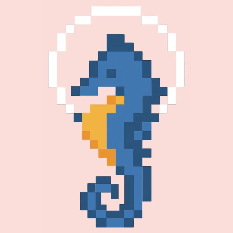 Seepferdchen Pixel Blau