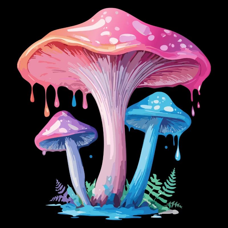Champignon rose bleu