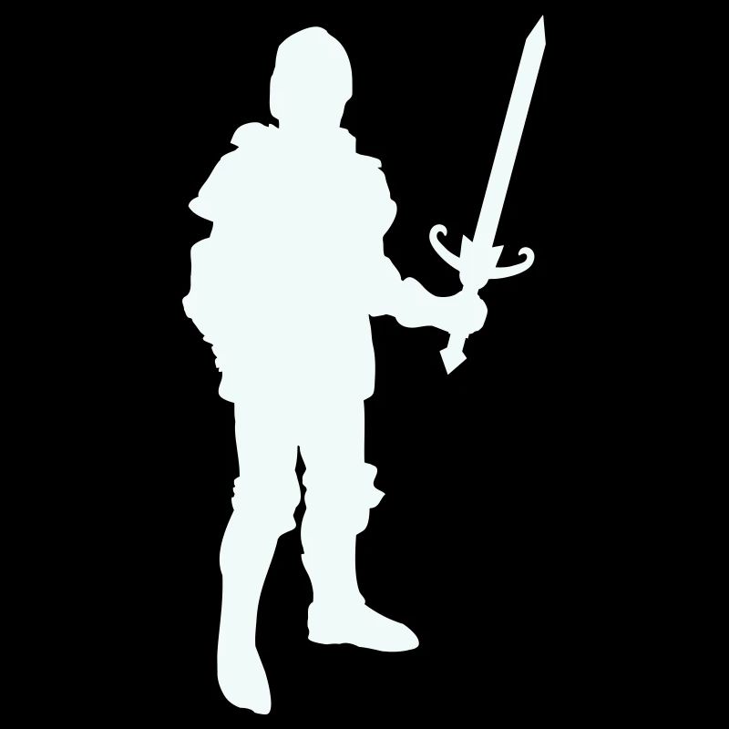 Knight hero silhouette with long sword