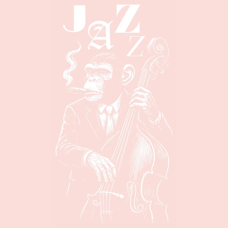 Jazz Monkey Bassiste Noir Illustration