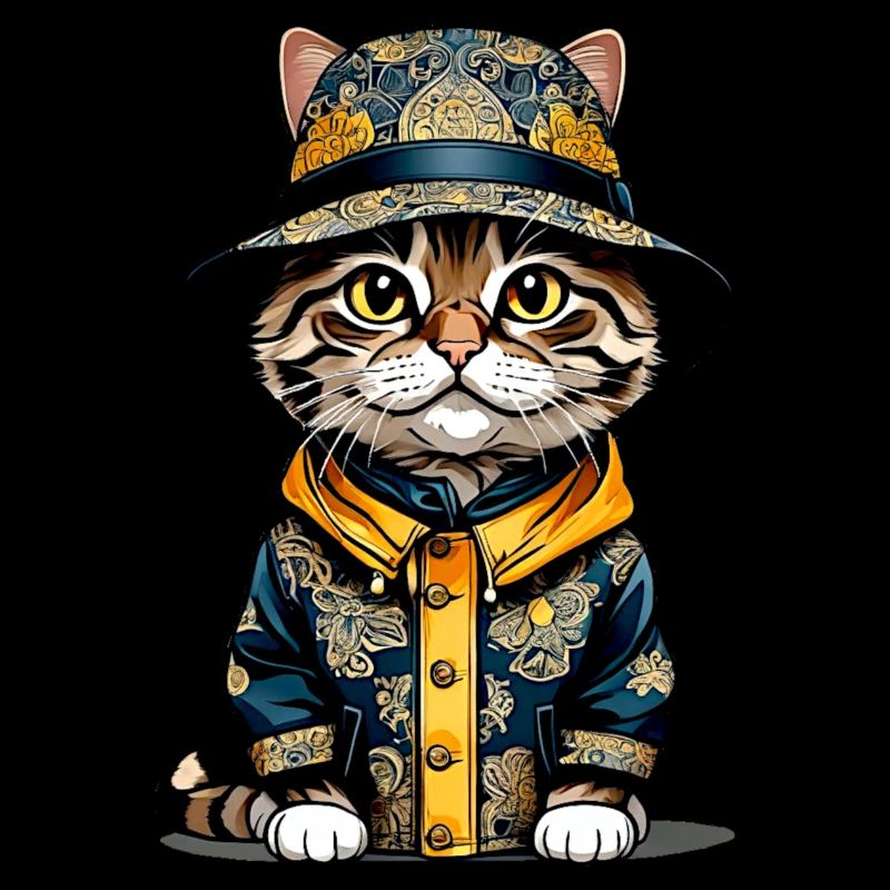 Katze mit Anglerhut