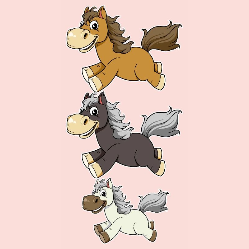 Three Galloping Horses Comic Design