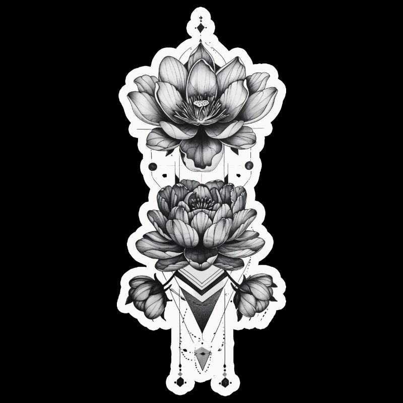 Lotus flowers with tribal elements