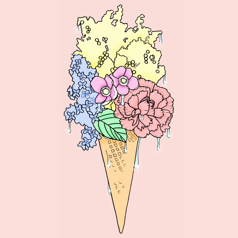 Glace aux fleurs