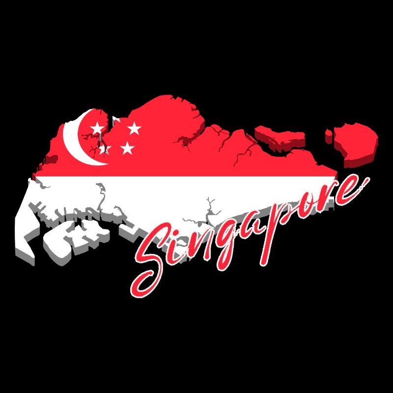 Carte de Singapour, drapeau de Singapour