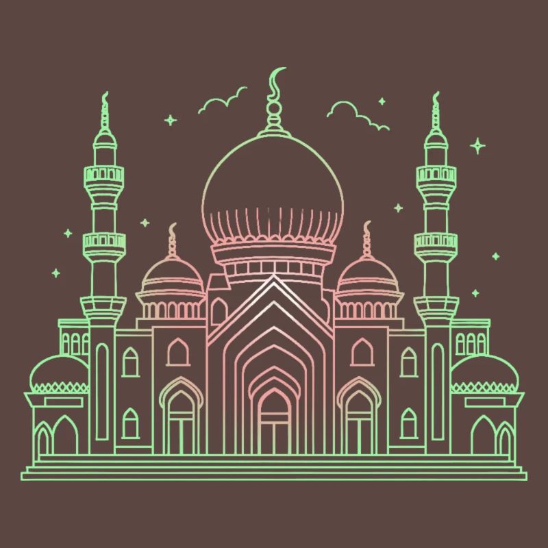 Moschee Stern Halbmond stilisiert grün oder schwarz