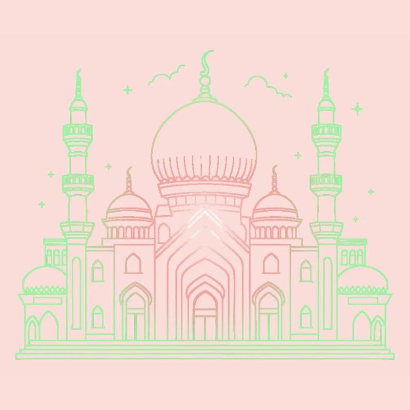 Moschee Stern Halbmond stilisiert grün oder schwarz